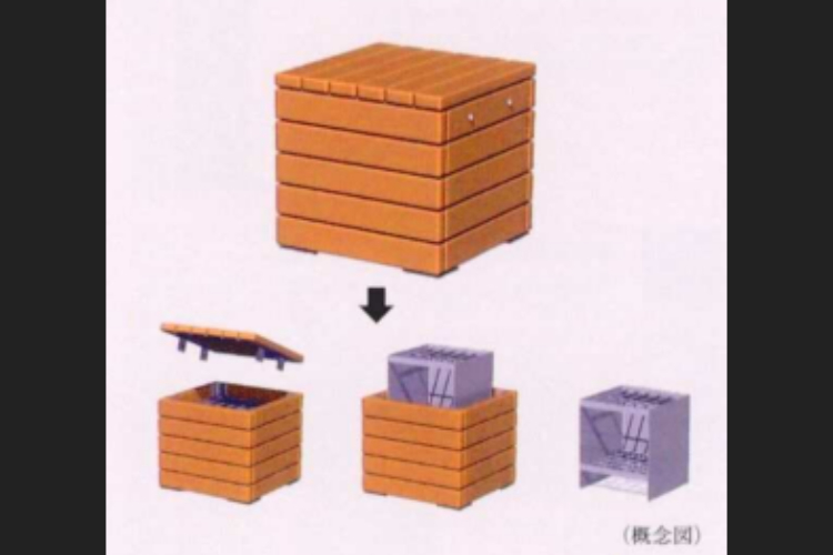 ソライエシティ ザ・パーク ザ・ガーデンのベンチ兼用非常用炊き出しかまど概念図